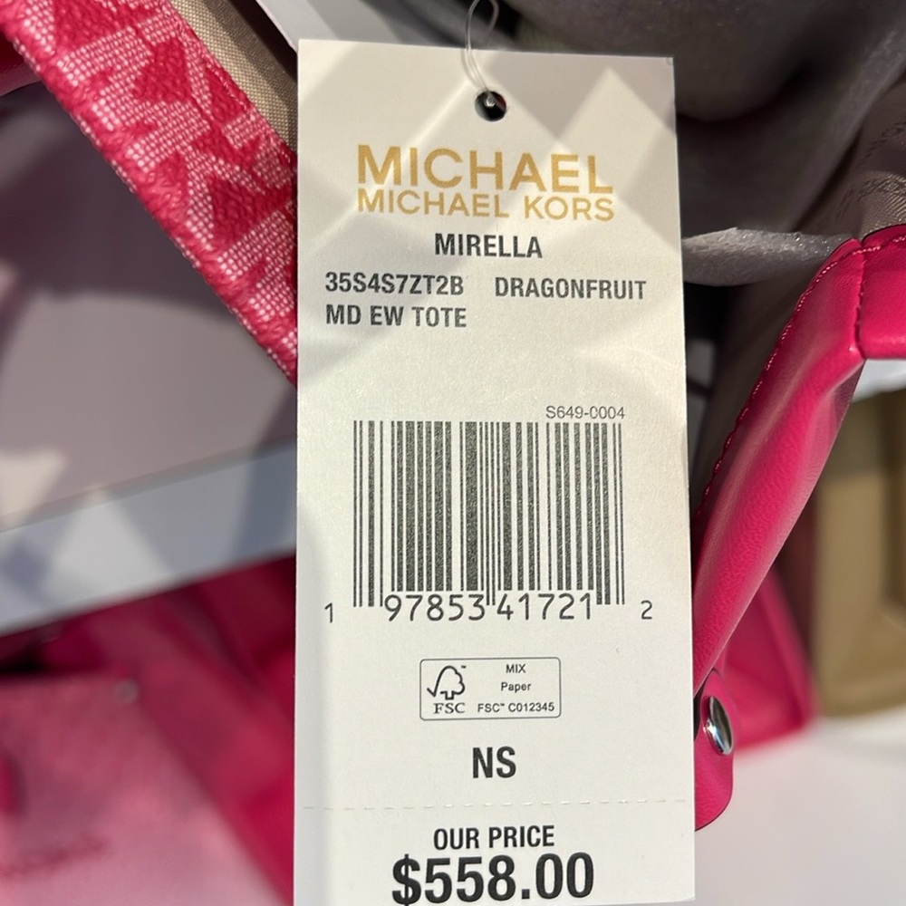 Michael Kors Mirella Medium Ombré Logo EW Tote Bag 
Dragonfruit 
NWT - Picture 13 of 14